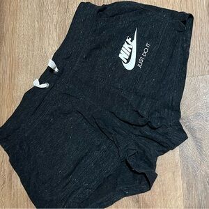 Nike Black Womens Shorts with White Logo and Drawstring